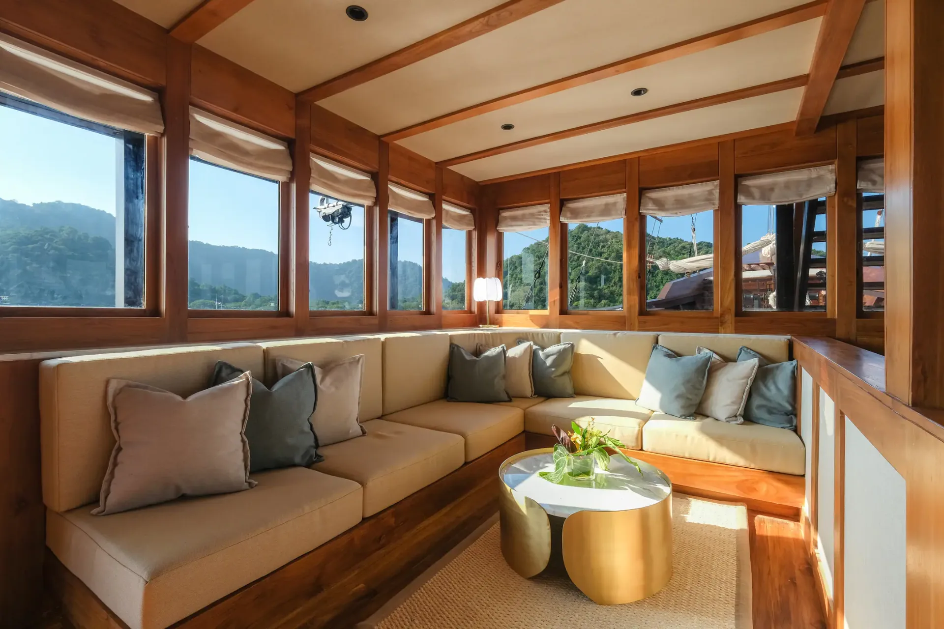 Celestia observation lounge with wraparound seating and sea views