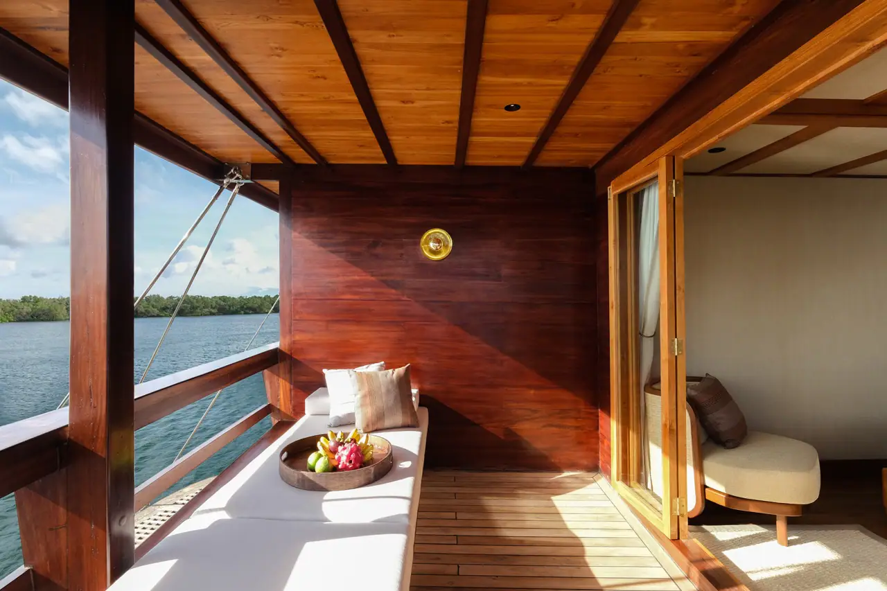 Private terrace off the owner's suite on Celestia, Raja Ampat